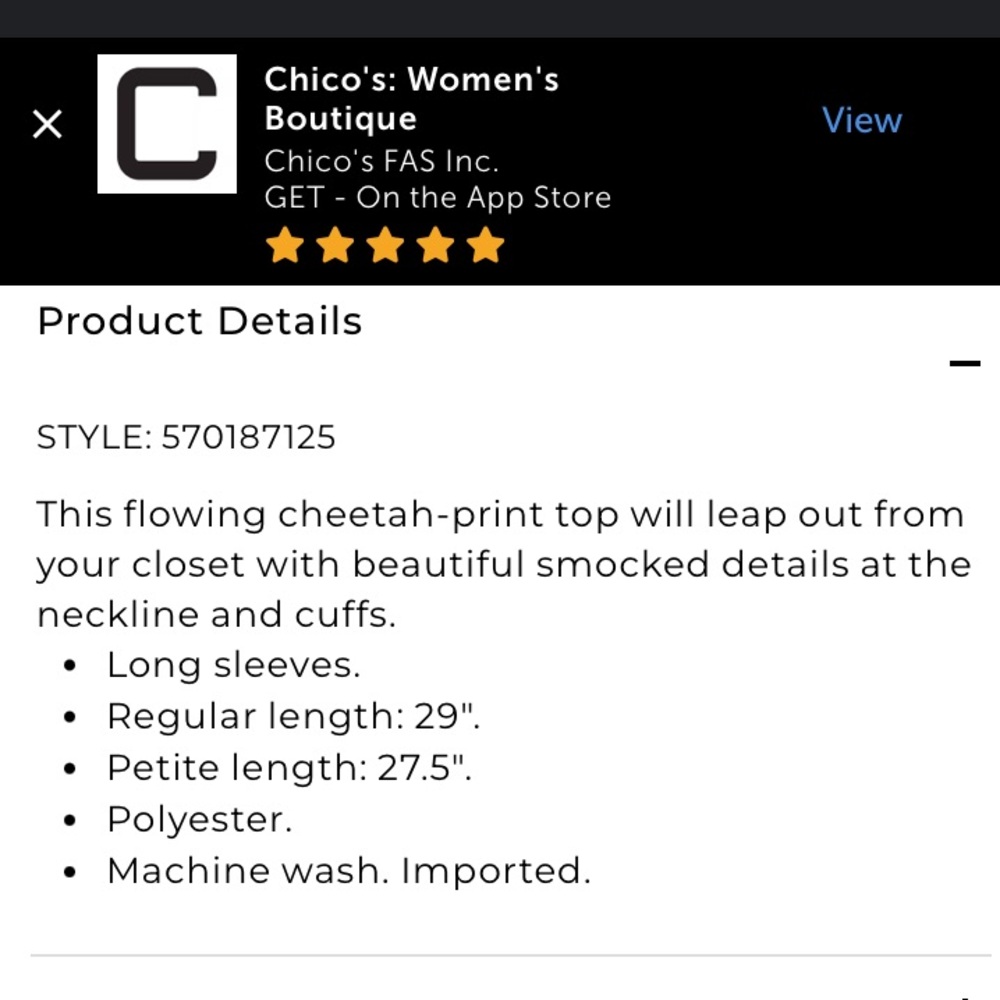 Chico’s Animal‎ Print Cheetah Mock Neck Tunic Smocked Neck Cuffs Elegant Modest - Picture 15 of 15